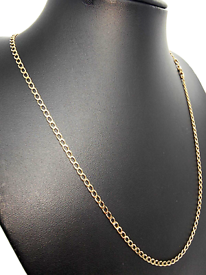 #ad Solid 9ct 9 Carat Gold Curb Chain Necklace Classic Jewellery Retro 21quot; 53cm 3mm GBP 339.99