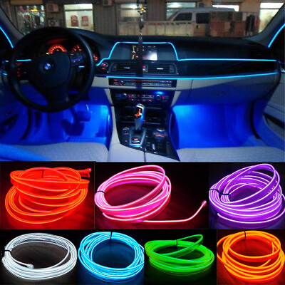 16FT Car Auto Interior Atmosphere EL Wire Strip Light LED Decor Lamp Accessories $10.99