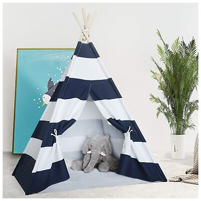 #ad Kids Teepee Tent for Kids Boys Teepee Navy Stripe Teepee $113.39
