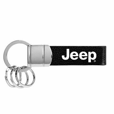 #ad Jeep Genuine Black Leather Strap Loop Key Chain $20.99