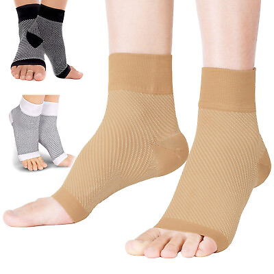 #ad 2 3Pairs Ankle Brace Support Compression Sleeve Socks Foot Fasciitis Pain Relief $19.81