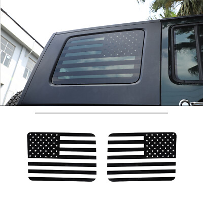 #ad 2x USA Flag Rear Window Trim Decals Sticker For Jeep Wrangler JK 2007 2010 Black $29.99