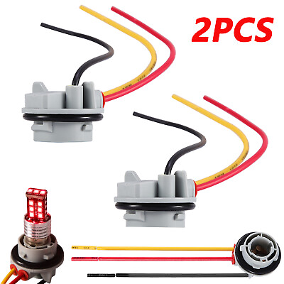 #ad 2x 1157 Bulb Socket Brake Turn Signal Light Harness Wire Pig Tail Plug Connector $6.19