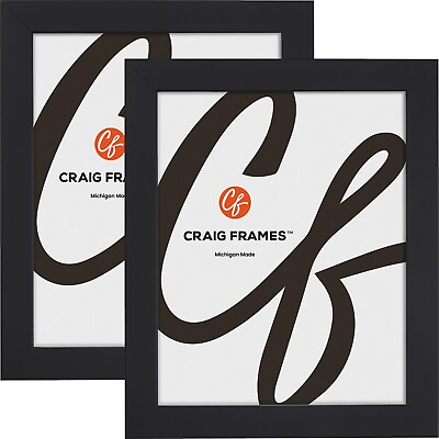 #ad Essentials Modern 1quot; Wide Satin Black Picture Frame Common Sizes 2 Pack $39.99