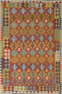 #ad Handmade Kilim Pastel Color Wool Reversible Rug 7#x27;x10#x27; Room Size Hand woven Rug $303.42