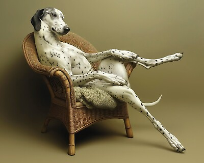 #ad Funny Dog Art Dog Lounging Unframed Giclee Fine Art Print in Multiple Sizes $56.00