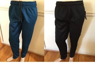 #ad NWT AND1 Men Blue Green with Black Fit SLIM Sport Tech Fleece Pant 1 Zip Pocket $21.50