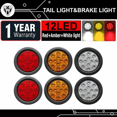 2 Red 2 Amber 2 White 12 LED Clear Lens Stop Turn Reverse Tail Light Jeep AU AU $65.99