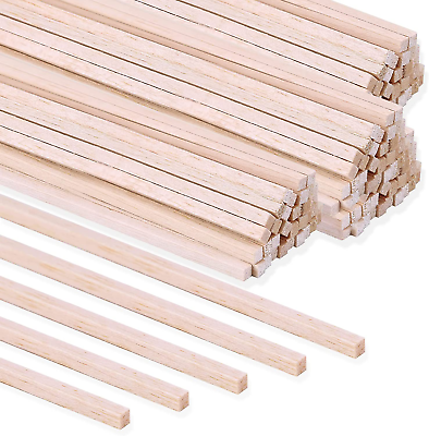 #ad 120 Pcs Balsa Wood Sticks 1 8 X 1 8 X 12 Inch Wood Strips Balsa Square Wooden Do $15.57