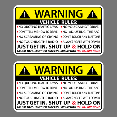 #ad 2X VEHICLE RULES FUNNY VINYL STICKER CAR TRUCK WINDOW DECAL SAFETY WARNING JDM $22.49