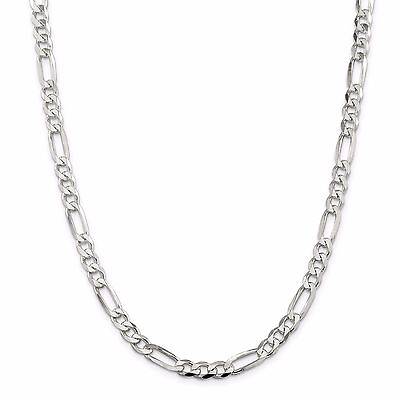 #ad Mens Women Solid 925 Sterling Silver Figaro Bracelet Chain Necklace Italy 5.4mm $175.92