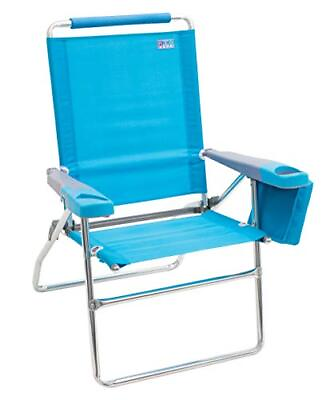 #ad Rio Beach 17 Extended Height 4 Position Folding Beach Chair Aluminum Turquoise $95.60