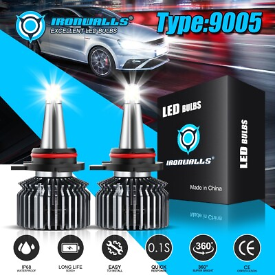 #ad 6 Side 9005 HB3 LED Headlight Bulbs Conversion Kit High Beam Super White 6500K $28.99