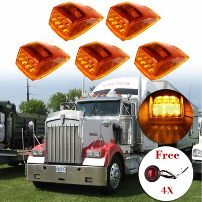 5x 17 led amber cab roof lights universal for Peterbilt 4x red round lights $41.49