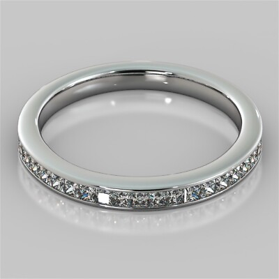 #ad 0.76 Ct Natural Round Diamond Engagement Eternity Ring 950 Solid Platinum Size 5 $713.91