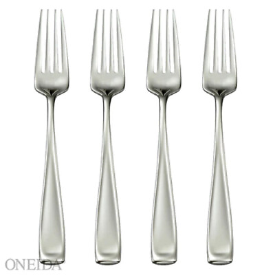 #ad Oneida Stainless Flatware MODA Glossy Dinner Forks Set of FOUR NO $16.19