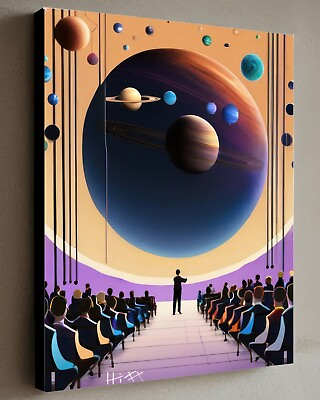 #ad Orchestra of Planets JACOB HITT w COA Framed Canvas 40X30cm Futurism $250.00
