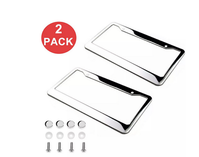 #ad 2pcs For Honda Stainless Steel Metal License Plate FRAME Chrome 304 Tag New $25.59