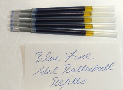 #ad 5 PLASTIC BLUE FINE .5mm GEL ROLLERBALL REFILLS FIT WATERMANVISCONTIMORE $7.99
