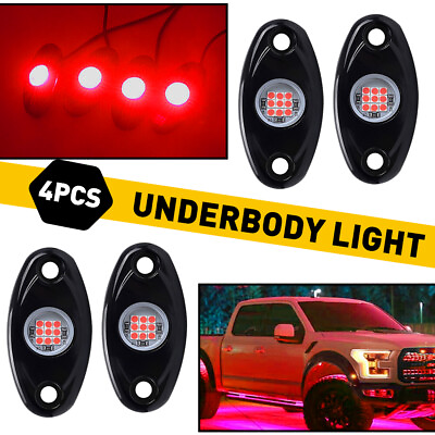 #ad 4Pods Red LED Light Rock Kit Off Road Truck UTV ATV Underbody Wheel Light $19.99
