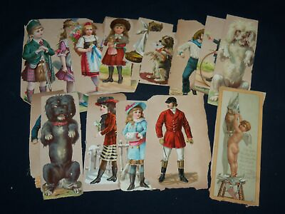 #ad 1800#x27;S VICTORIAN CUT OUTS LOT OF 17 COLOR DOGS J 6853 $45.00