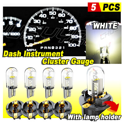 #ad 5x white T10 194 LED Bulbs for Instrument Panel Gauge Cluster Dash Light $16.83