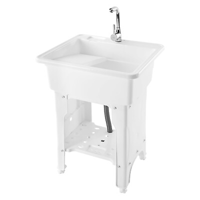 #ad Freestanding Laundry Sink with Washboard Utility Sink with Cold and Hot Water $127.68