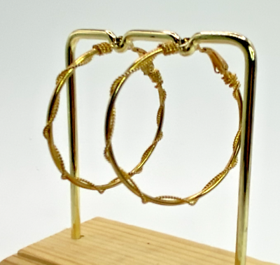 #ad Gold Tone Rope Twisted Hoop Earrings $5.00