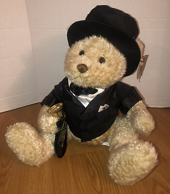 #ad Vintage 1999 Ring in the Millenium Wellington Bear 14” Teddy Brown Plush w Bell $19.99