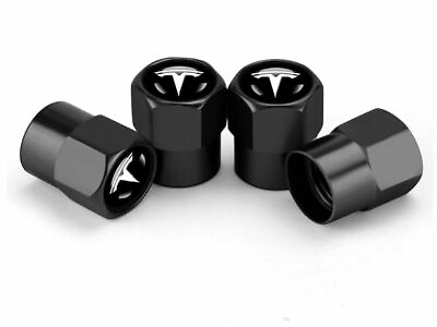 #ad 4x Black Hex Metal Alloy Tire Air Valve Stem Cap Fits Most Tesla Cars amp; SUVs $8.68