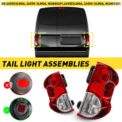 #ad Pair Driver Passenger Light For Tail 2013 2017 Nissan NV200 LHRH Clear Red Lens $78.84