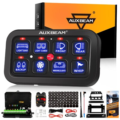 AUXBEAM 8 Gang Switch Panel On Off LED Light Circuit Control Blue Back light $139.99