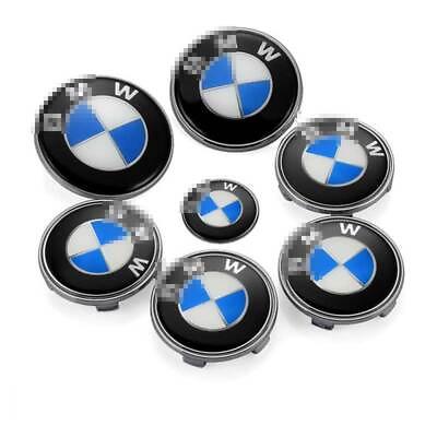 #ad 7Pcs Front 82mm Rear 74mm Steering Wheel Emblem Caps 68mm For BMW Blue White $29.99