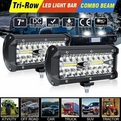 #ad 2Pcs 7quot; LED 2400W Work Light Bar Flood Spot Combo Fog Lamp Offroad Driving Truck $22.97