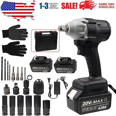 #ad Cordless Electric Impact Wrench Gun 1 2#x27;#x27; High Power Driver with Li ion Battery $59.99