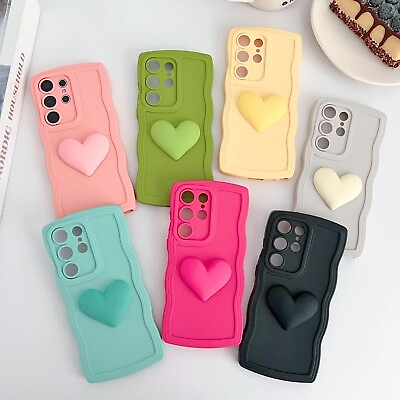 #ad 3D Love Heart Wave Case Screen Protector For Samsung Galaxy S24Ultra S23 S22 S21 $8.99
