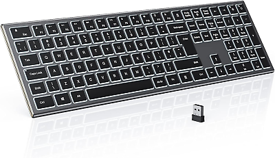 #ad Backlit Wireless Keyboard seenda 2.4GHz Ultra Slim Rechargeable Keyboard Illum $55.19
