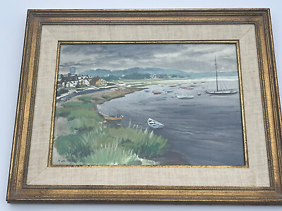 #ad Frederic Whitaker Painting Nautical Connecticut Westport 1950 Regionalism Listed $1575.00