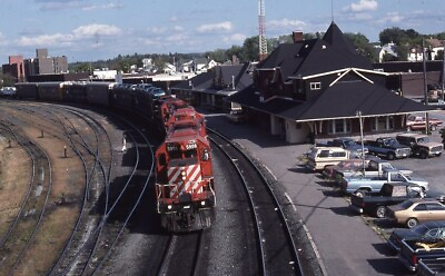 #ad CP 499 CANADIAN PACIFIC Railroad Train Station Locomotive KENORA ON Photo Slide $4.99