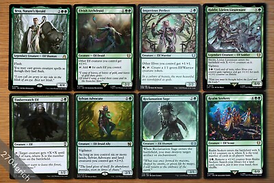 #ad Set of 8 Green Commander Elf Cards *NM* English Magic MTG Elvish Archdruid $5.99