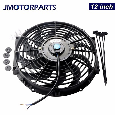#ad 12 inch 12V Universal Radiator Engine amp; Mount Kit Slim Pull Push Cooling Fan $18.96