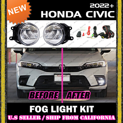 #ad complete LED FOG LIGHT KIT for HONDA 22 23 CIVIC Driving Lamp Switch Wiring $85.00