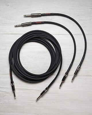 #ad Gamp;H Plugs Guitar Instrument Cable Mogami W2524 Cable Braided Sleeve Handmade $53.99
