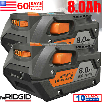 #ad 2PACK For Ridgid R840087 8.0Ah Lithium Battery Rigid 18 Volt R840085 R840083 US $23.89