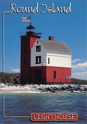 #ad Round Island Lighthouse Mackinaw County Michigan Restored 6x4 Postcard CP365 $8.85