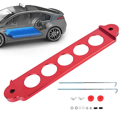 #ad Aluminum Car Battery Fasten Bracket Holder Battery Tie Down Brace Kit RED $15.91