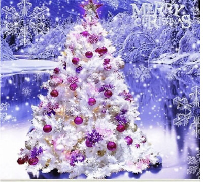 #ad Purple Christmas Tree “Merry Christmas” Full Drill Diamond Painting $14.00