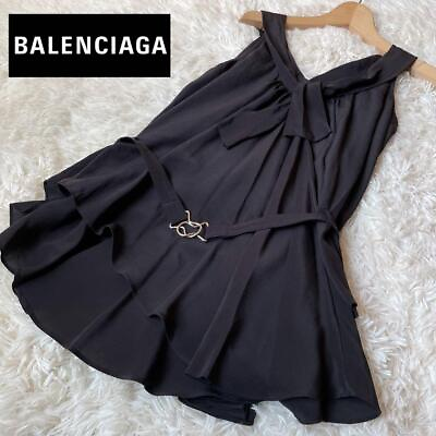 #ad Women size M Balenciaga Silk Sleeveless Bowtie Blouse With Belt Original Vintage $164.25