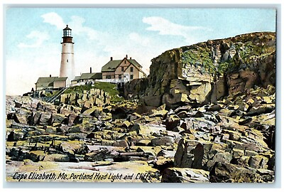 #ad c1905 Portland Head Light Cliff Cape Elizabeth Maine ME Vintage Antique Postcard $6.47