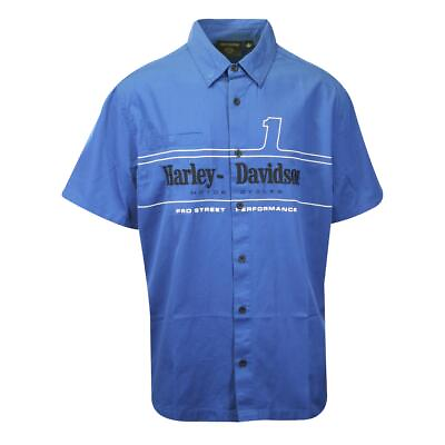 #ad Harley Davidson Men#x27;s True Blue Shirt #1 Racing Logo Short Sleeve S19 $39.15